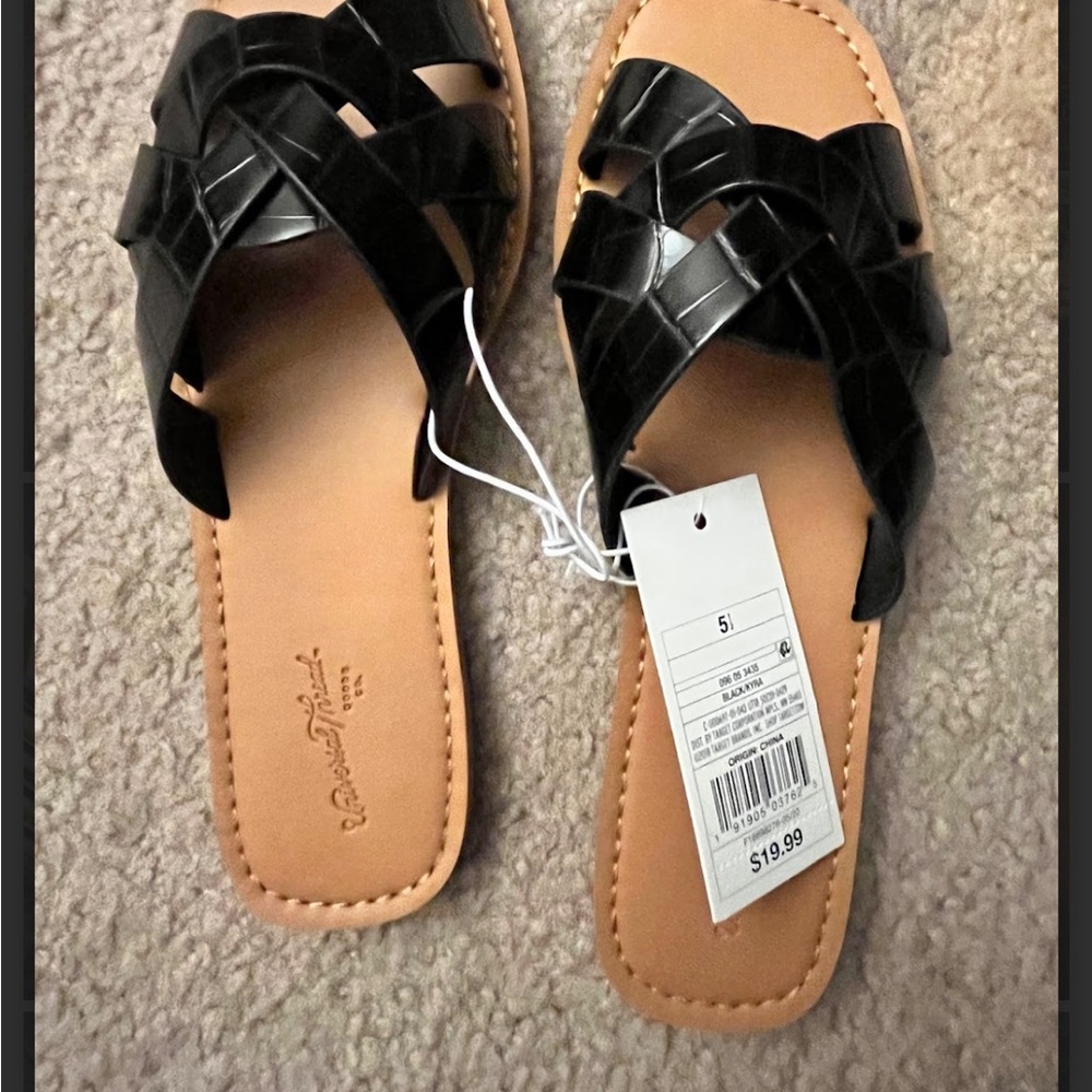 Coconuts by Matisse Black and Tan Sandals with X-Strap Design
